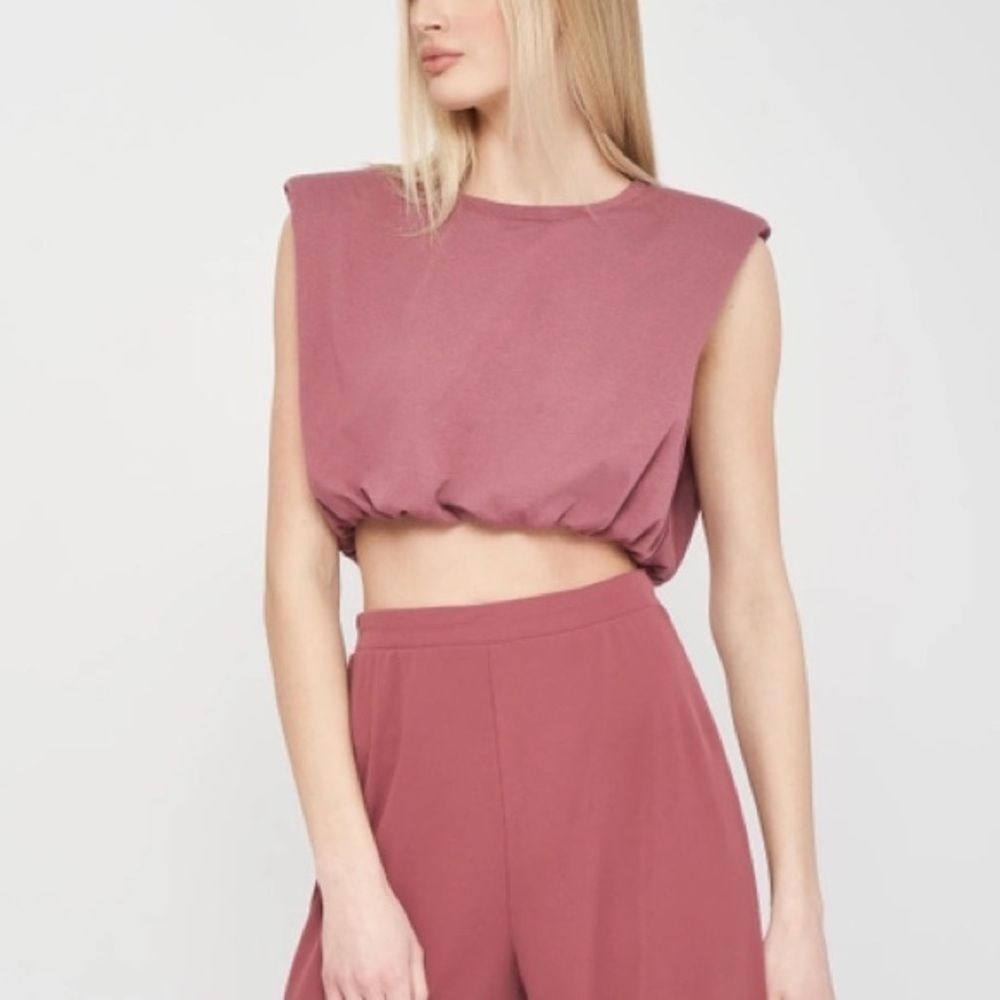 Zara Elastic Waist Top Mauve